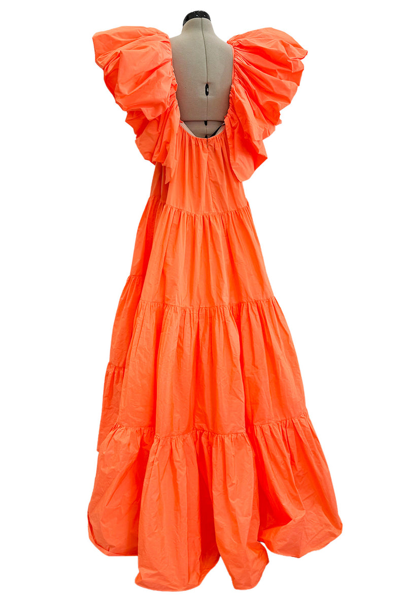 Spectacular Spring 2020 Valentino by Pierpaolo Piccioli Neon Orange Tent Dress w Outstanding Capped Sleeves