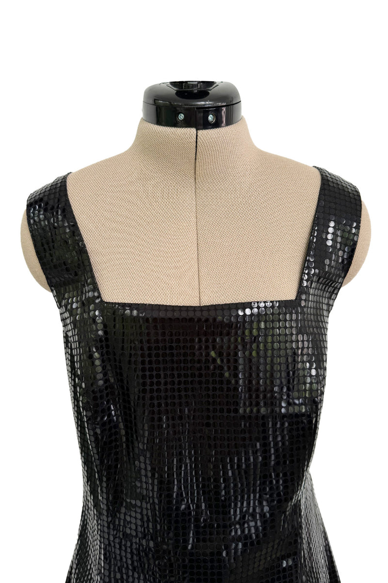 Fantastic Spring 1997 Versace Versus Black Iridescent 'Holographic' Dress as Seen on Fran Drescher