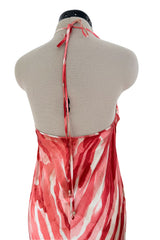 Fantastic Spring 2005 Roberto Cavalli Coral Runway Print Dress w Phenomenal Ruffled Skirt