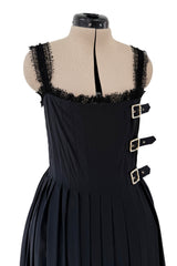 Pre-Fall 2013 Chanel by Karl Lagerfeld Runway Look 65 Black Silk Pleated Dress