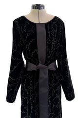 Exquisite Fall 2019 Giorgio Armani Runway Look 80 Velvet &Silk Ribbon Jumpsuit w Black Jet Beads