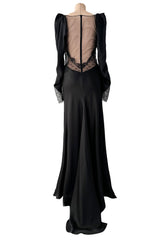 Prettiest Fall 2019 Alessandra Rich Black Version of Runway Look 46 Bias Cut Silk & Sequin Lace Dress
