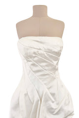 2010-2011 Alexander McQueen Strapless Ivory Silk Dress w Hand Embroidered Flowers & Train