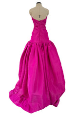 Spectacular Spring 2005 Oscar de la Renta Runway Look 53 Strapless Deep Pink Silk Dress w Full Skirts
