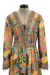Wonderful 1968 Oscar de la Renta Gold Metallic Thread Silk Brocade Dress w Extensive Beadwork