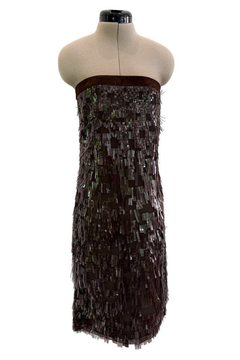 Incredible Fall 2010 Gucci by Frida Giannini Runway Look 45 Strapless Dress Covered w Pailettes & Matching Capelet