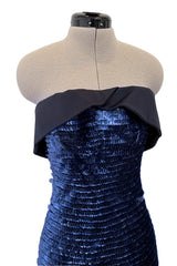 Outstanding Spring 2011 Giorgio Armani Runway Look 60 & Ad Campaign Strapless Blue Sequin Dress