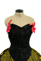 Rare Spring 1988 Christian Lacroix Demi-Couture Luxe Label Strapless Mini Dress w Lace & Bow Details
