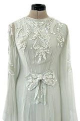 Spectacular Cruise 2011 Christian Dior by John Galliano Pale Seafoam Silk Chiffon Embellished Caftan Dress