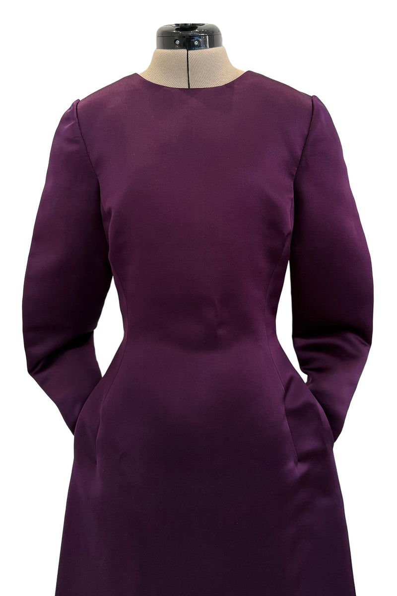 Fall 2002 Oscar de la Renta Runway Look 50 Purple Silk Dress w Hand Applied Patchwork