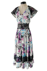 Spectacular Cruise 2007 Chanel by Karl Lagerfeld Chanel Print Silk Chiffon Dress