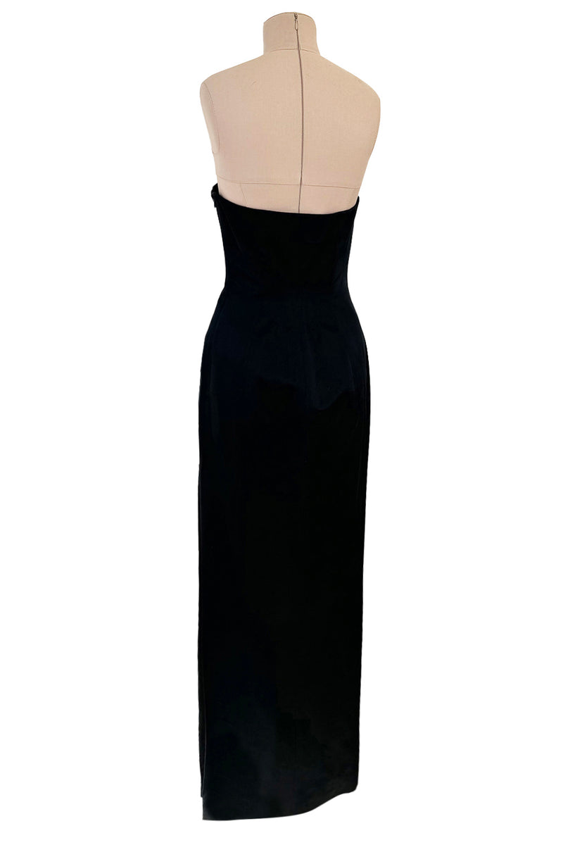 richard tyler leather dress Richard Tyler Couture Runway Long Wool Dress with Leather trim - Retail $2500!