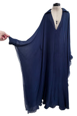 Fall 2014 Valentino by Pierpaolo & Piccioli & Maria Grazia Chiuri Deep Blue Silk Chiffon Caftan Dress
