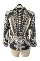 Iconic Spring 2009 Alexander McQueen Look 27 Grey Print Structured and Tailored Jacket