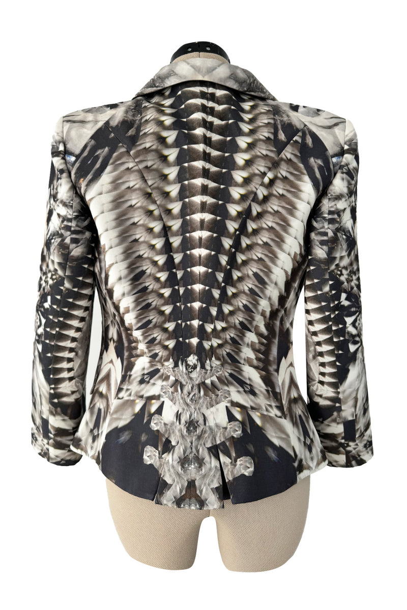 Iconic Spring 2009 Alexander McQueen Look 27 Grey Print Structured and Tailored Jacket
