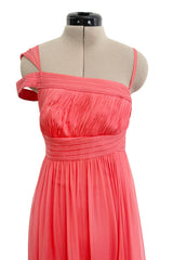Exquisite Spring 2008 Versace by Donatella Versace Runway Look 52 Coral Pink Silk Chiffon Dress