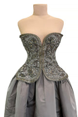 Incredible Fall 1996 Nina Ricci by Gerard Pipart Haute Couture Runway Strapless Silver & Gold Dress