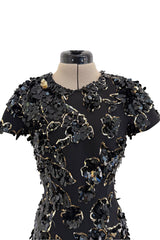 Chic Resort 2018 Michael Kors Runway Look 44 Black Dress w Elaborate Gold & Black Sequin Detailing