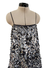 Easy-to-Wear Spring 2020 Emporio Armani Runway Look 59 Grey Silk Organza Silver Sequin Dress