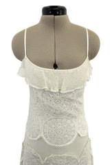 Prettiest Spring 2005 Christian Dior by John Galliano Knit & Silk Chiffon Ivory Dress