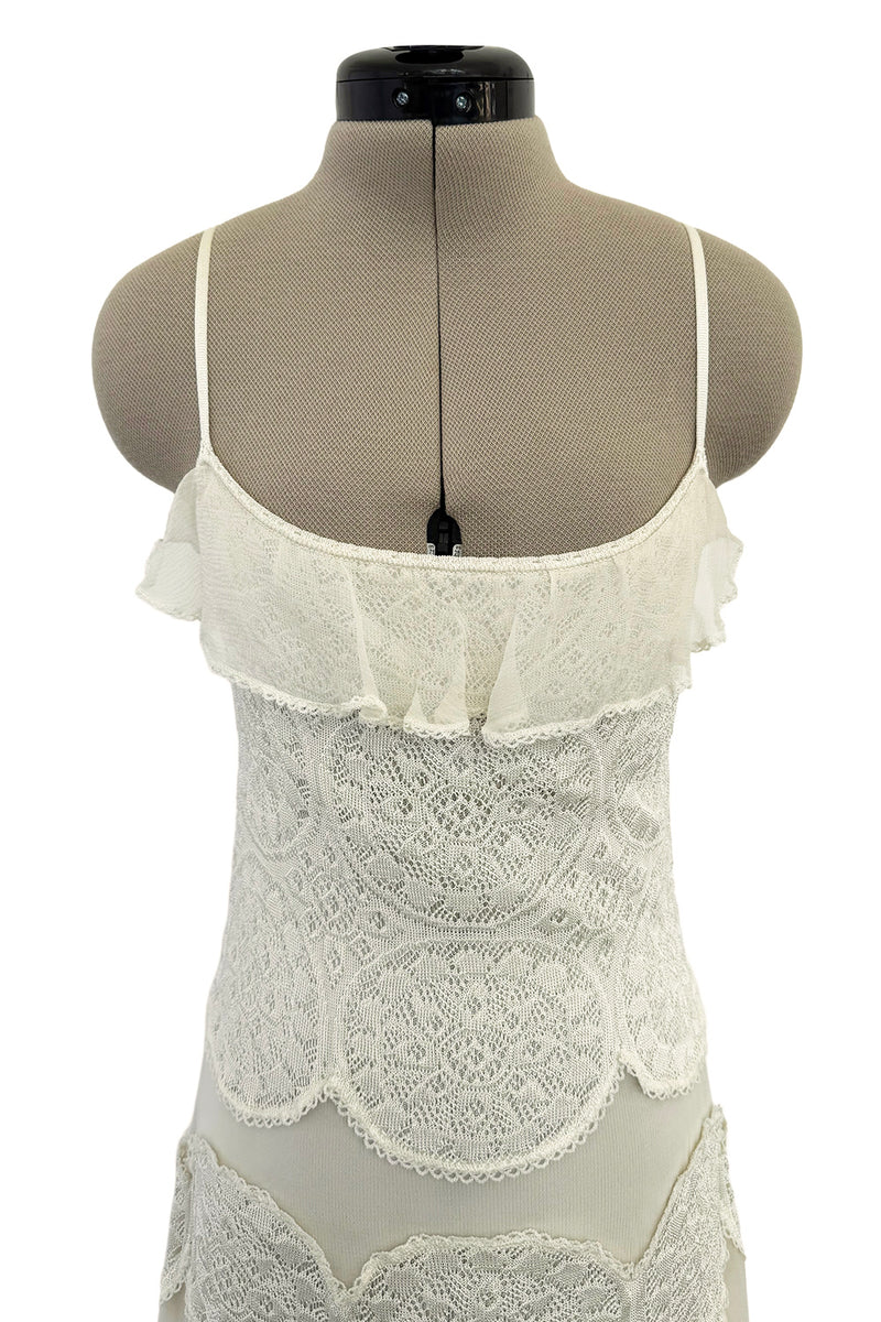 Prettiest Spring 2005 Christian Dior by John Galliano Knit & Silk Chiffon Ivory Dress