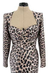 Sexiest Fall 1995 Loris Azzaro Couture Sequin Covered Leopard Print Dress w Open Cut Outs