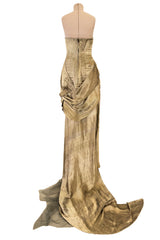 Iconic Spring 2008 Nina Ricci by Olivier Theyskens Runway Look 36 Gold Metal Thread Dress
