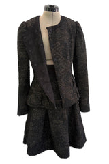 Extraordinary Rare Fall 2016 Dolce & Gabbana Alta Moda Couture Gold Tweed & Lace Covered Jacket & Skirt Suit Set