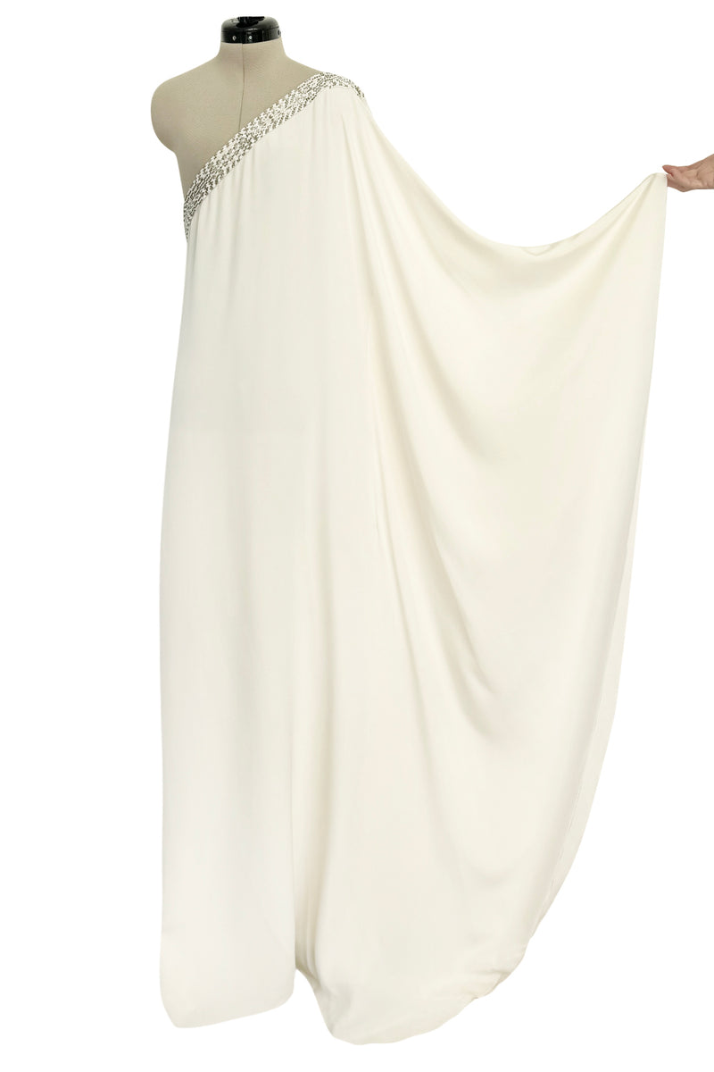 Beautiful 2000s Emilio Pucci Ivory Silk One Shoulder Caftan Dress w Go Shrimpton Couture Beautiful 2000s Emilio Pucci Ivory Silk One Shoulder Caftan Dress w Go Shrimpton Couture