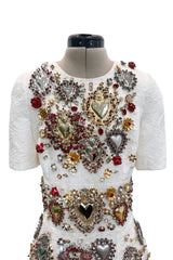 Spring 2015 Dolce & Gabbana Runway Look 48 Silk Brocade Mini Dress w Elaborate Front Embellishments