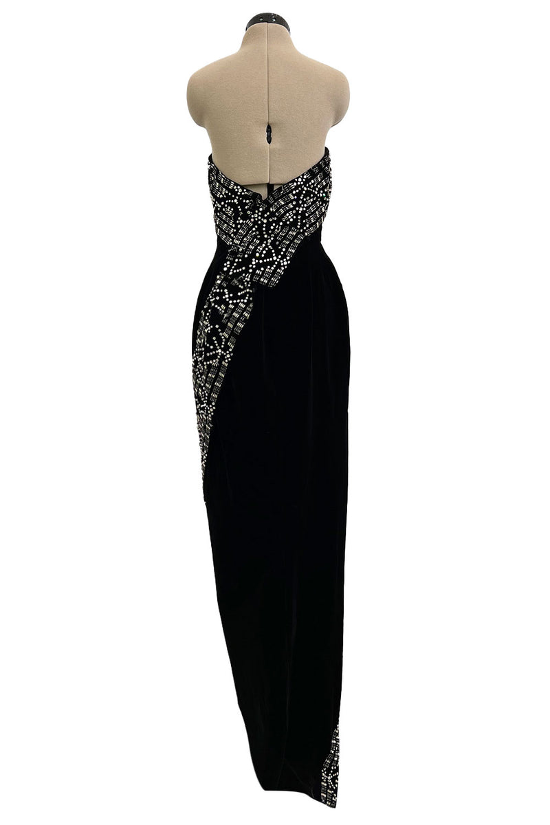 Incredible 1950s Maria Antonelli Roma Rare Alta Moda Couture Velvet Beaded Strapless Dress