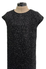 Glamourous 2014 Christian Dior by Raf Simons Densely Covered Black Sequin Dress w Pink Lining
