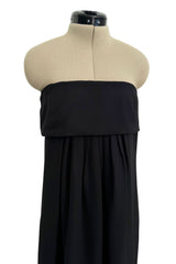 Spring 2013 Saint Laurent by Hedi Slimane Strapless Black Silk Dress w Scooped Front Hem