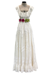 Romantic Resort 2015 Valentino by Pierpaolo & Piccioli & Maria Grazia Chiuri Cotton Embroidered Dress w  Flower Belt