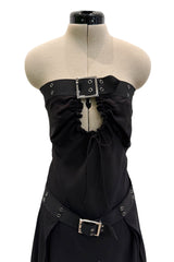 Sexy Fall 2002 Christian Dior by John Galliano Look 23 in Black Strapless Silk w Buckle Details