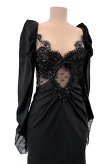 Fall 2019 Alessandra Rich Black Version of Runway Look 46 Bias Cut Silk & Sequin Lace Dress