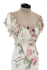 Outstanding Fall 2001 John Galliano Runway Look 41 Bias Cut Silk Chiffon Dress w Romantic Floral Print