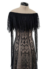 Spring 2017 Alexander McQueen by Saran Burton Runway Look 37 Off Shoulder Black Stretch Net Dress