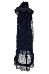 Extraordinary Fall 2008 Chanel by Karl Lagerfeld Blue Lace & Chiffon Dress & Cape Set