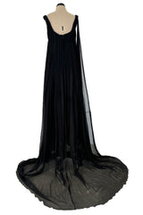 Extraordinary Fall 2008 Alexander McQueen 'The Girl Who Lived in the Tree' Black Silk Chiffon Trained Corset Dress