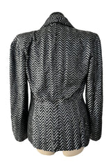 Impeccable Fall 1984 John Anthony Couture Silver & Black Chevron Hand Beaded & Sequin Jacket