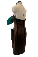 Fall 1988 Yves Saint Laurent Haute Couture Runway Look 79 Strapless Dress w Bows & Matching Cape