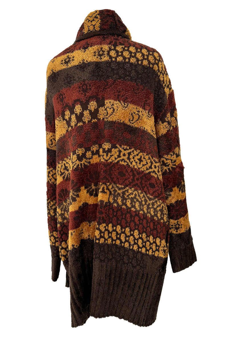 Fall 1994 Christian Lacroix Runway Knit Printed Striped Slouchy Cardigan w Original Belt