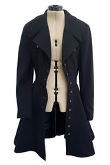Amazing Fall 1994 Chanel by Karl Lagerfeld Runway Look 20 Deep Blue Black Cashmere Flare Jacket