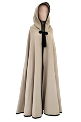 Well Documented Fall 1976 Yves Saint Laurent Hooded Cape w Braided Edges & Tassel Details