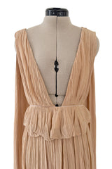 Chic Spring 2019 Chloe by Natacha Ramsay-Levi Pleated Chiffon Dress w Attached Caped Back