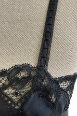 Prettiest Spring 1984 Emanuel Ungaro Haute Couture Black Silk & Handmade Lace Camisole