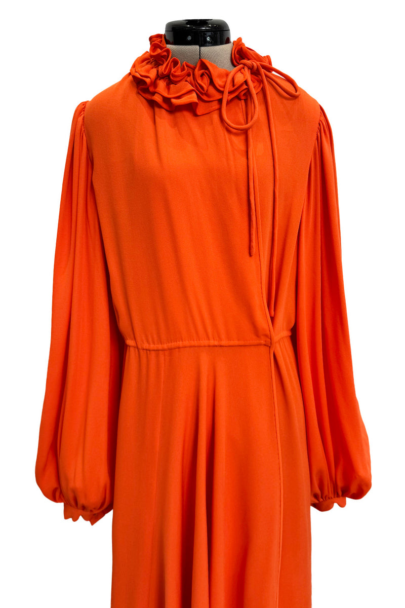 orange balloon sleeve dress Rosie Assoulin Balloon-Sleeve Off-Shoulder Midi Dress - Orange - 40% Off