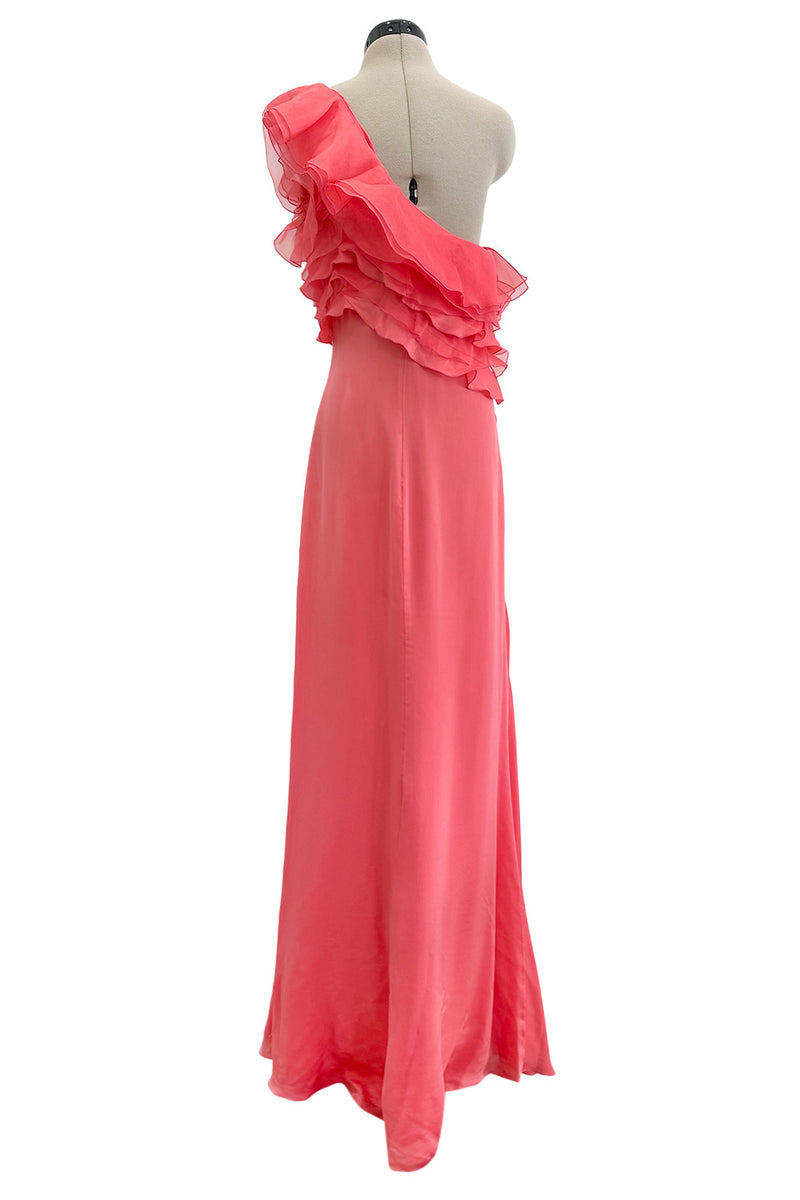 Prettiest Spring 2011 Valentino by Pierpaolo Piccioli & Maria Grazia Chiuri Pastel Coral Ruffled One Shoulder Silk Chiffon Dress