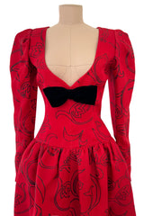 Stunning Fall 1994 Givenchy Haute Couture Original Runway Sample Dress w Front Black Bow